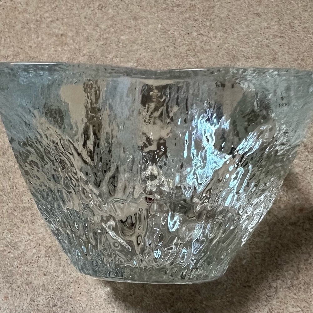 Williams Sonoma Textured Crystal Glass Flower Candle Holder - Picture 3 of 4
